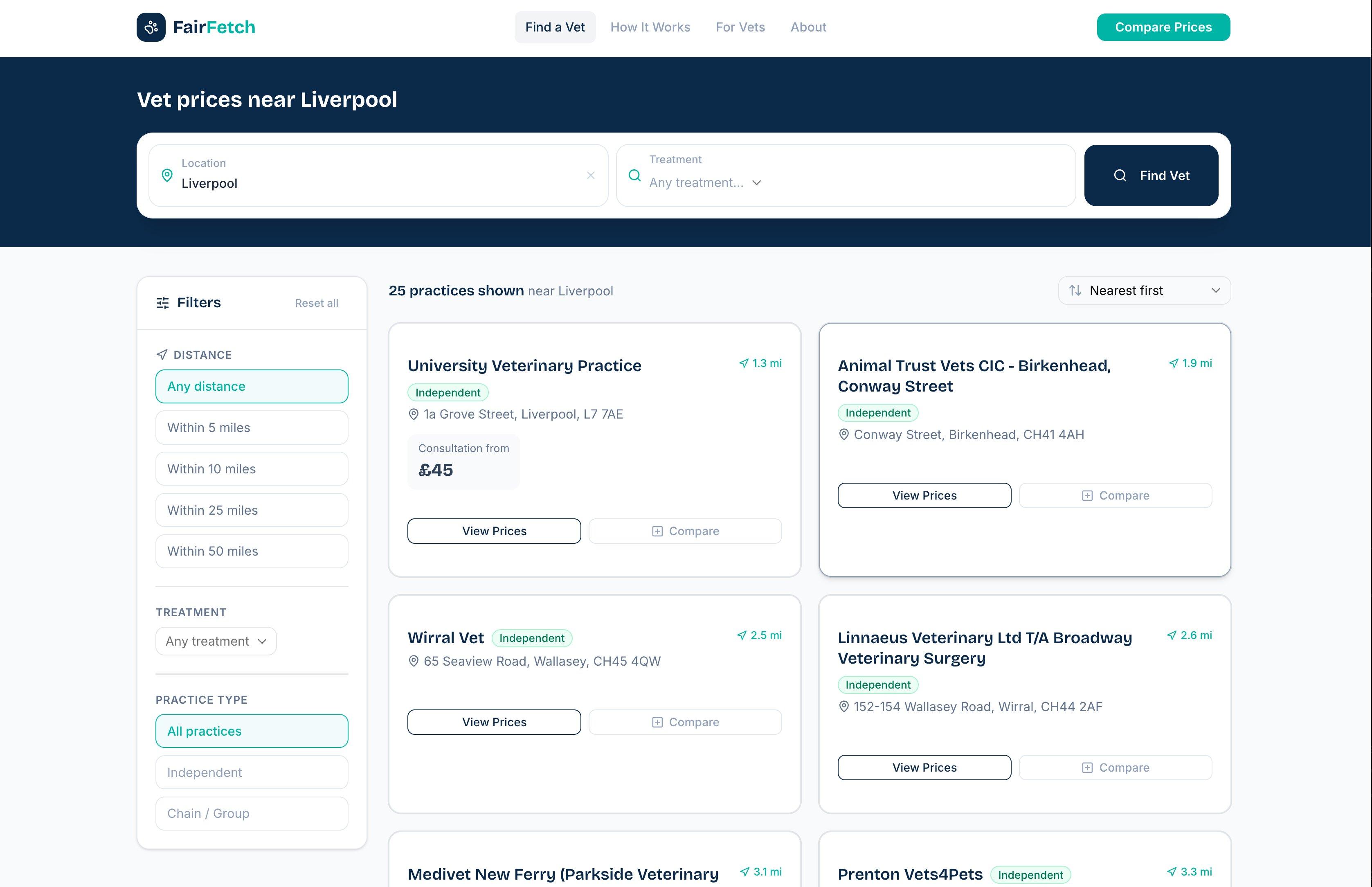 Find your practice in search results